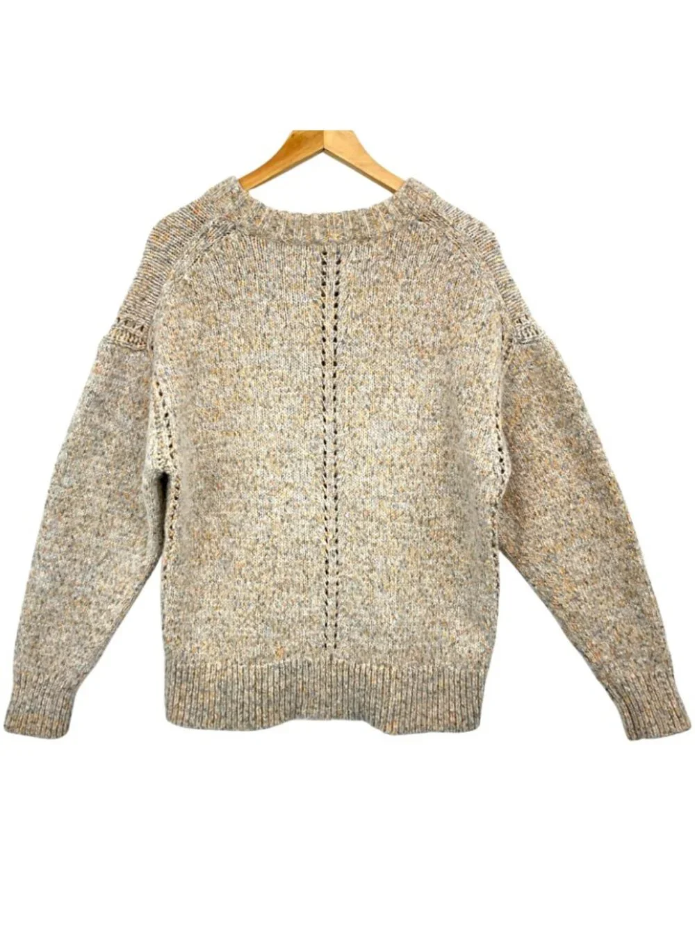 J.Crew Relaxed Pullover Sweater Womens Medium Beige Wool Alpaca Chunky Crew Neck
